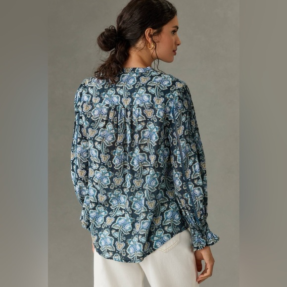 NWT!!  Anthropologie - Henley Peasant Blouse - Medium - Blue/Tan/Purple - Picture 11 of 11